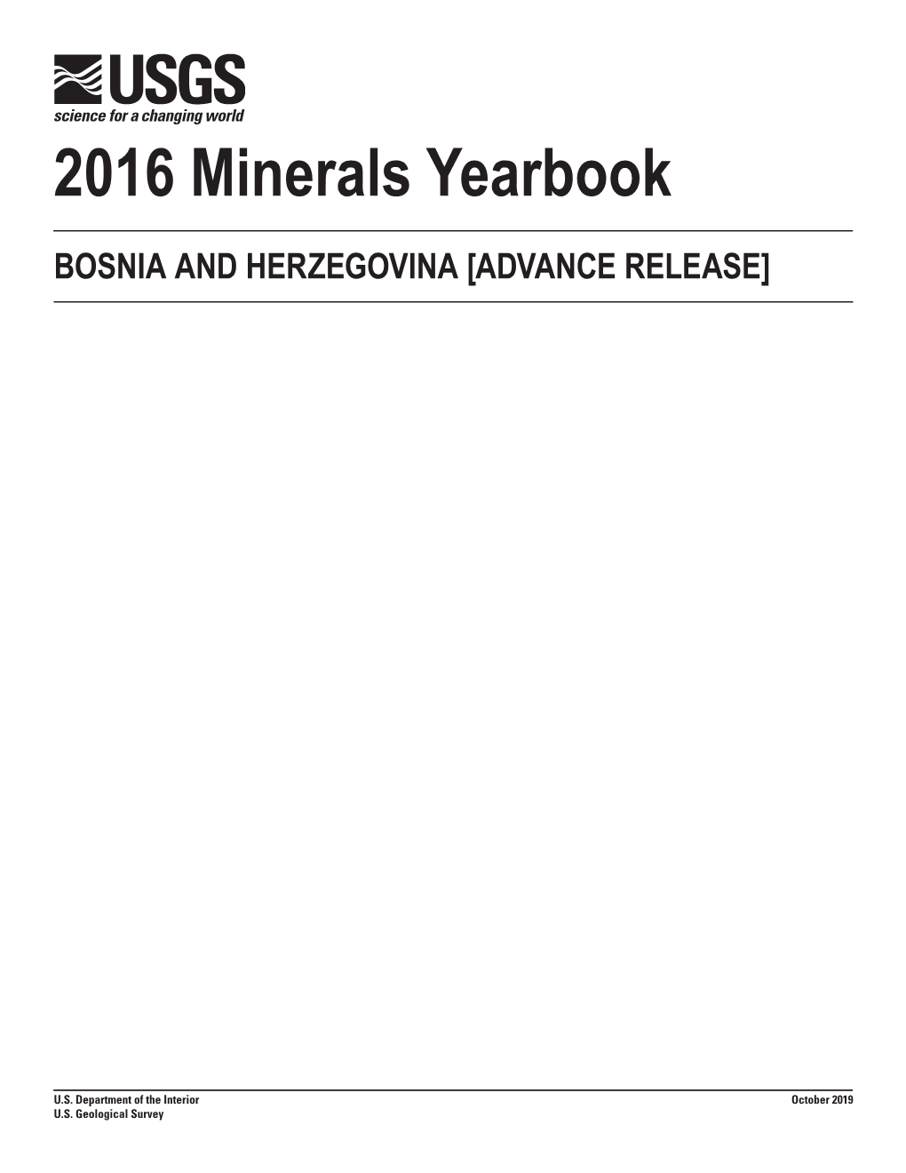 The Mineral Industry of Bosnia and Herzegovina in 2016