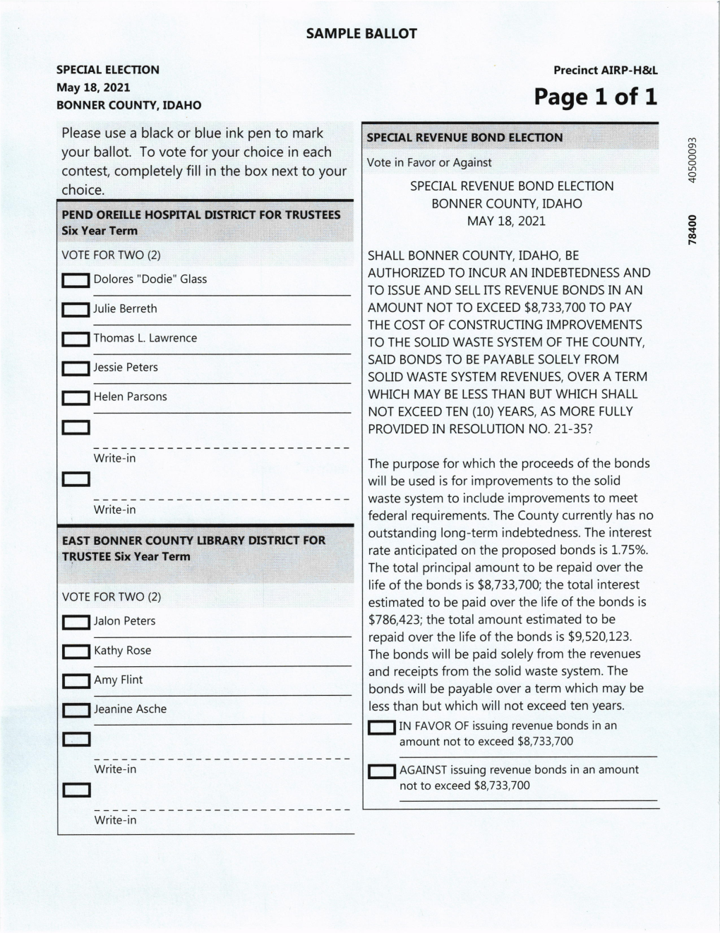 Sample Ballot