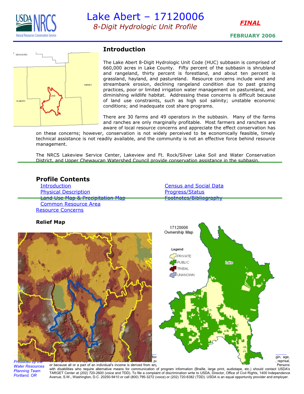 The Lake Abert 8-Digit Hydrologic Unit Code (HUC) Subbasin Is Comprised of 660,000 Acres