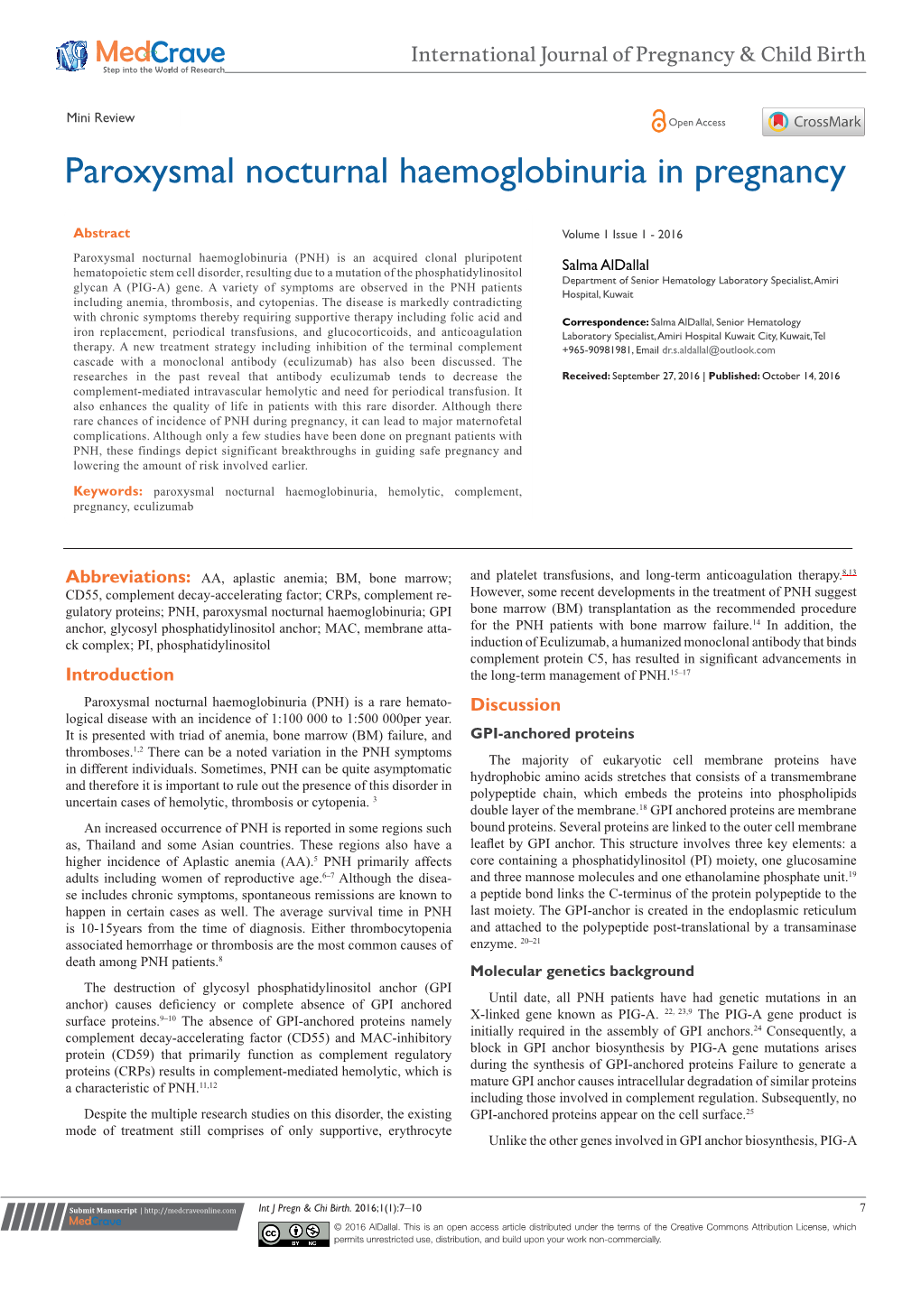 Paroxysmal Nocturnal Haemoglobinuria in Pregnancy