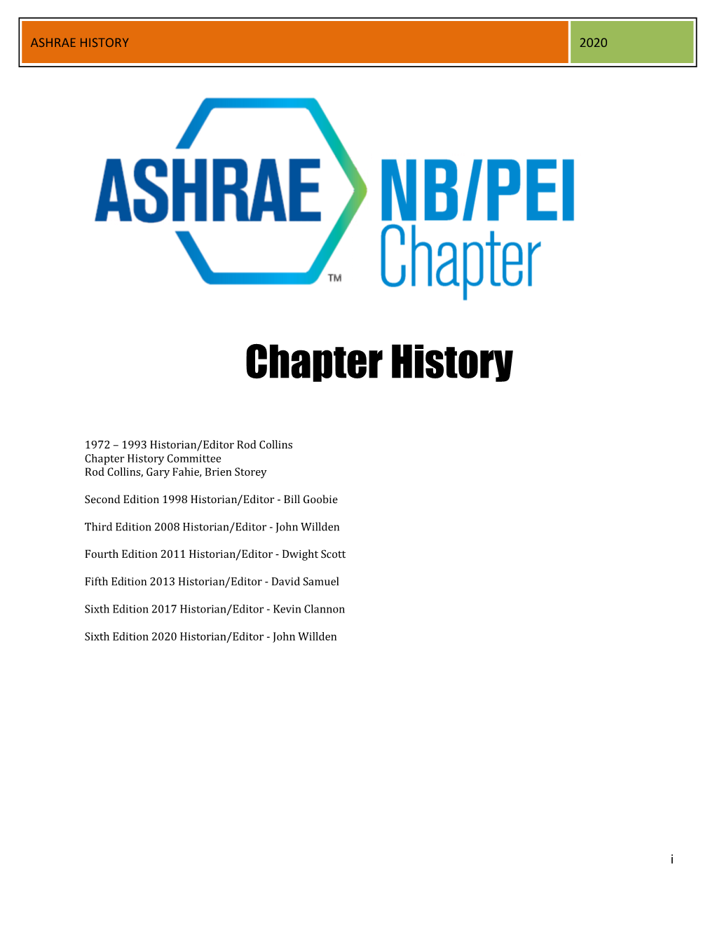 Ashrae History 2020 As