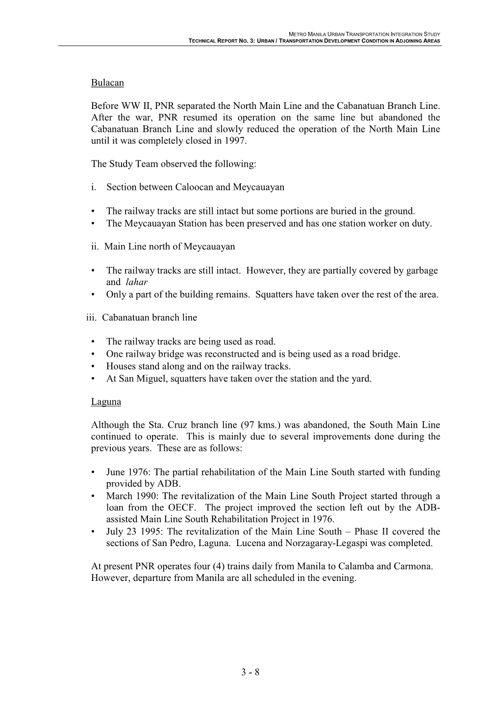 3: Urban / Transportation Development Condition in Adjoining Areas