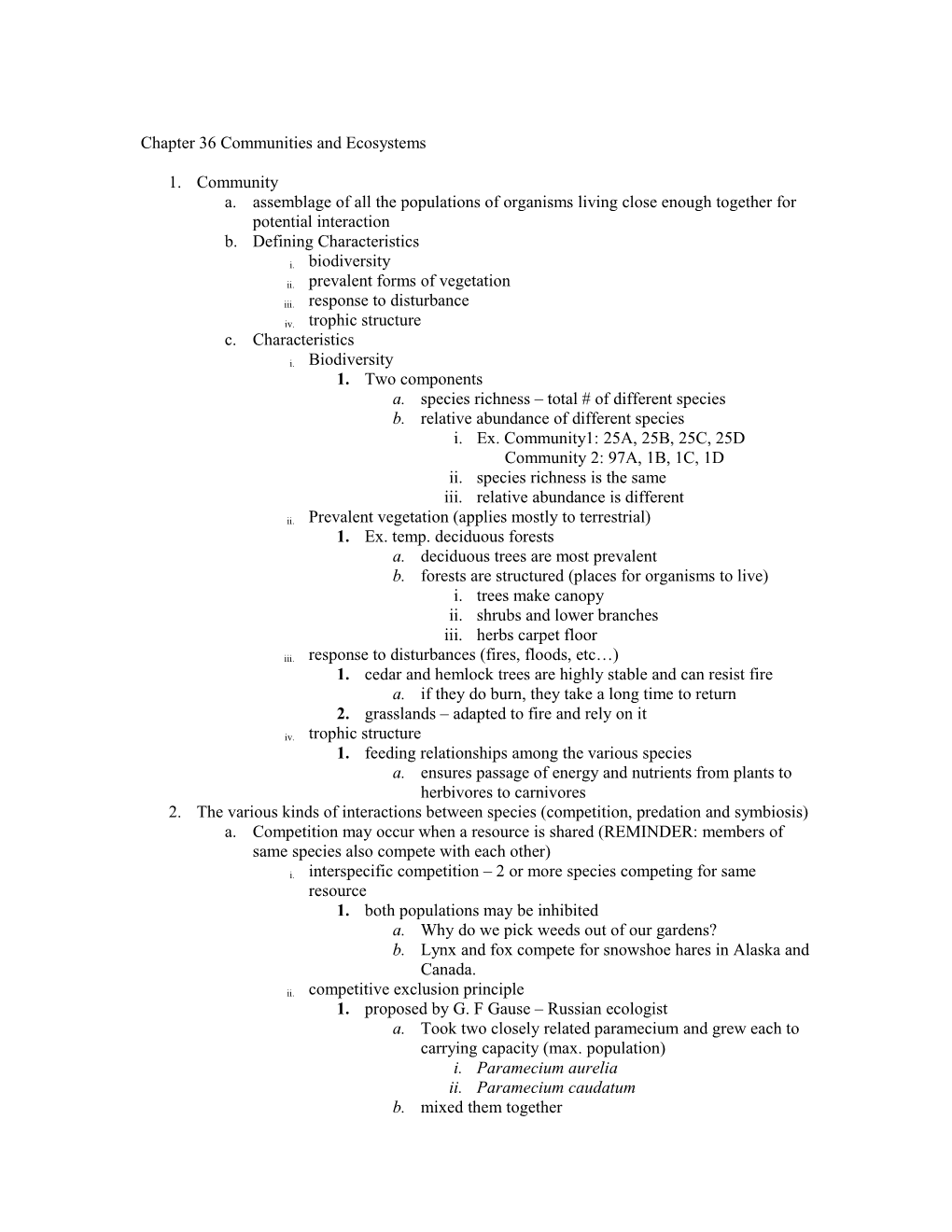 Chapter 36 Communities and Ecosystems