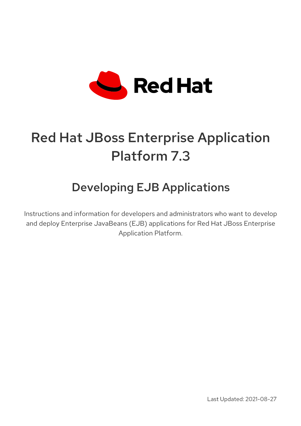 Red Hat Jboss Enterprise Application Platform 7.3 Developing EJB Applications