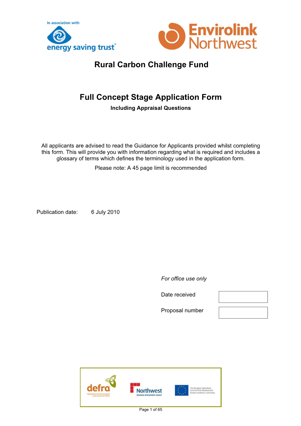 Rural Carbon Challenge Fund Full Concept Stage Application Form