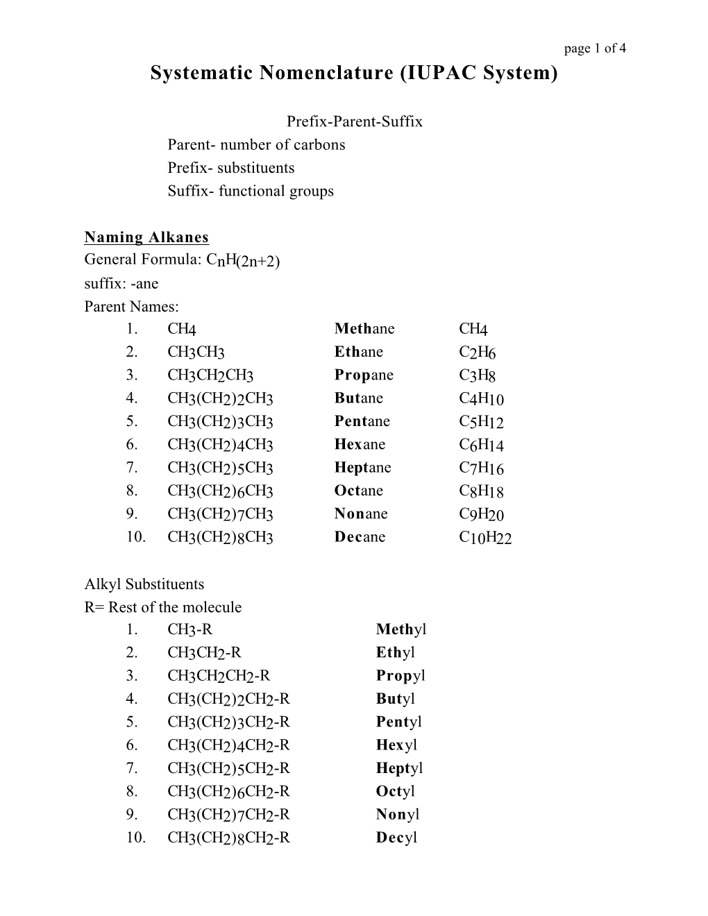 Systematic Nomenclature (IUPAC System)