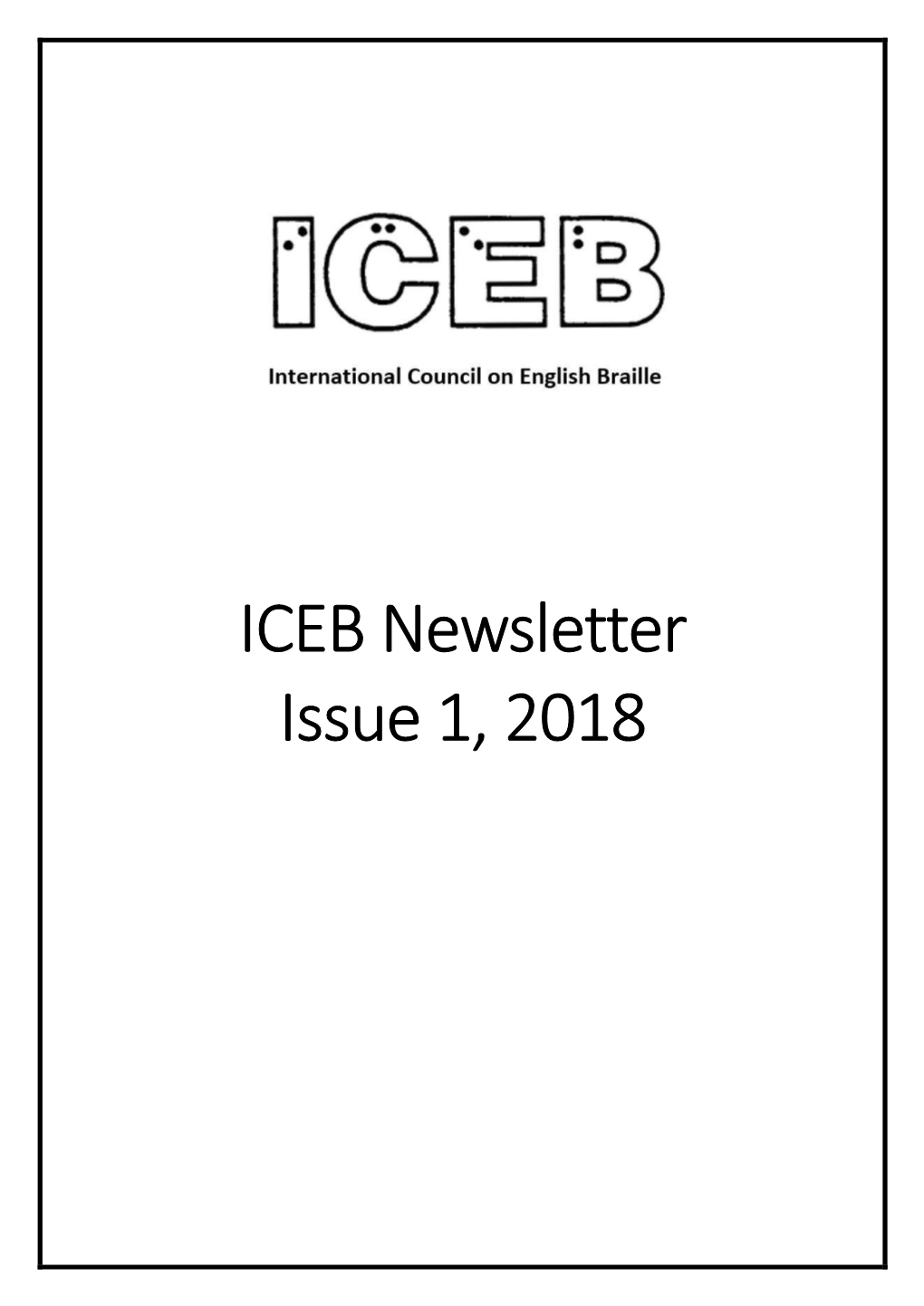 ICEB Newsletter Issue 1, December 2018