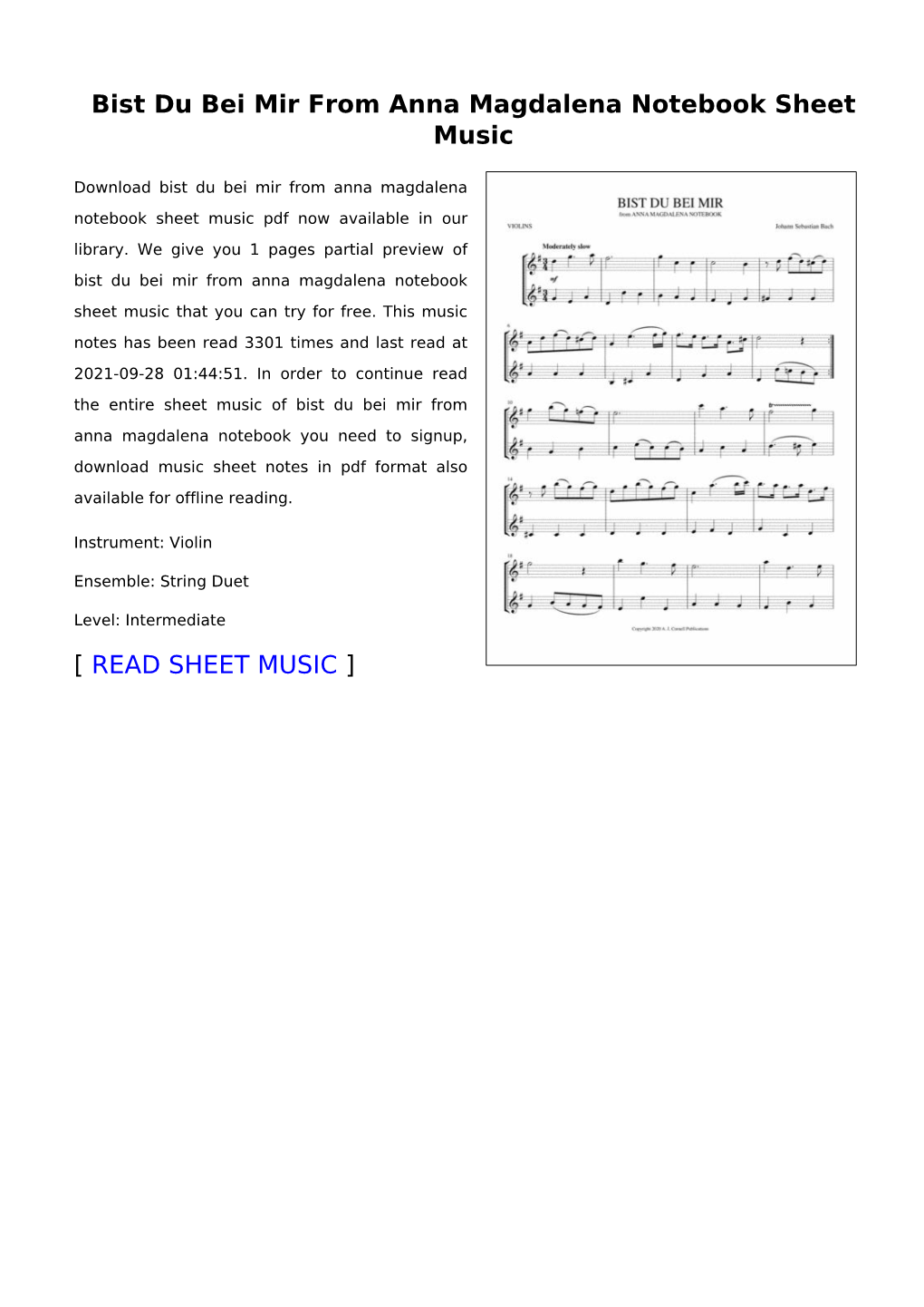 Bist Du Bei Mir from Anna Magdalena Notebook Sheet Music