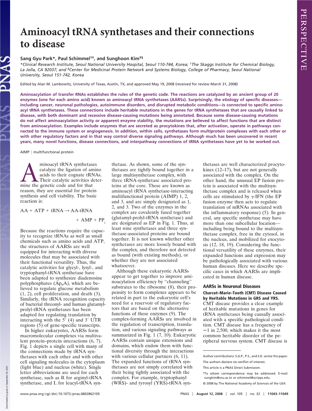 Aminoacyl Trna Synthetases and Their Connections to Disease