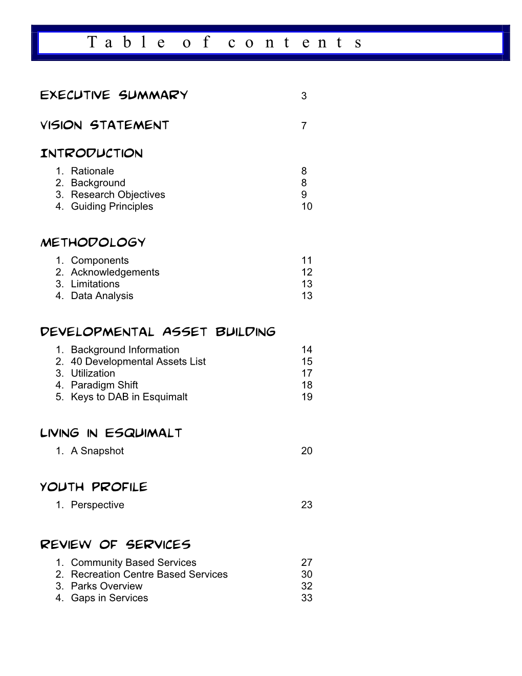 Youth Development Strategy in the Township of Esquimalt