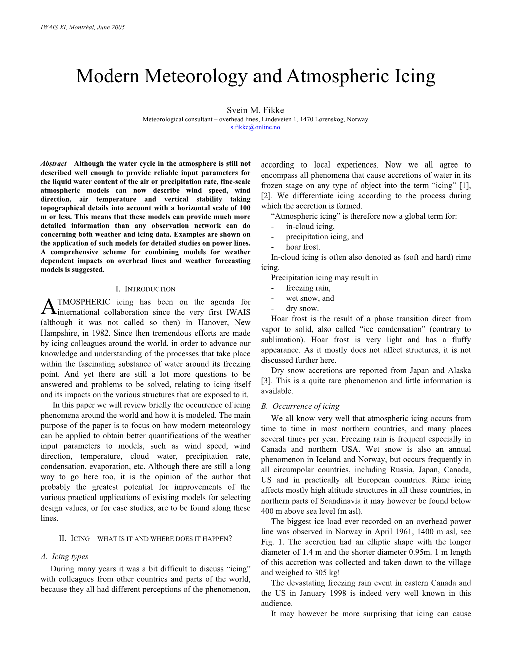 Modern Meteorology and Atmospheric Icing