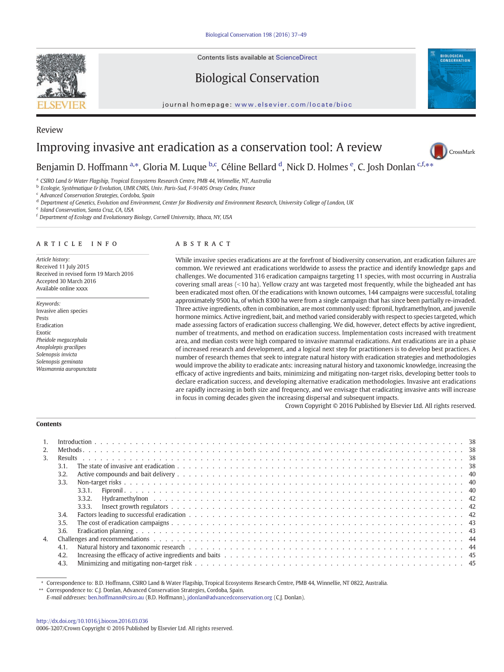 Improving Invasive Ant Eradication As a Conservation Tool: a Review