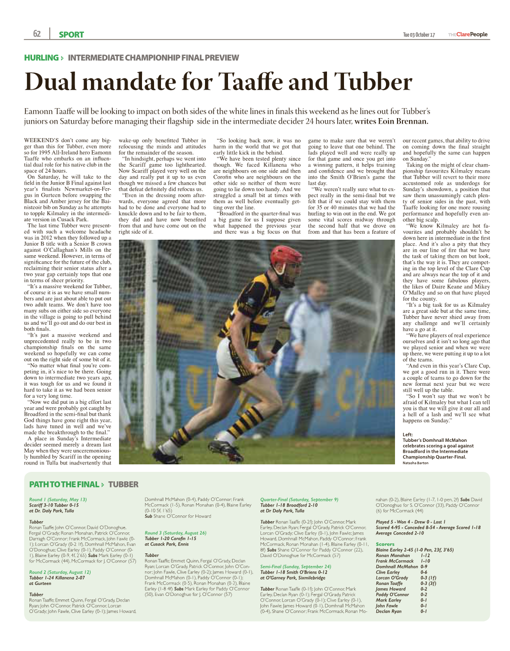 Dual Mandate for Taaffe and Tubber
