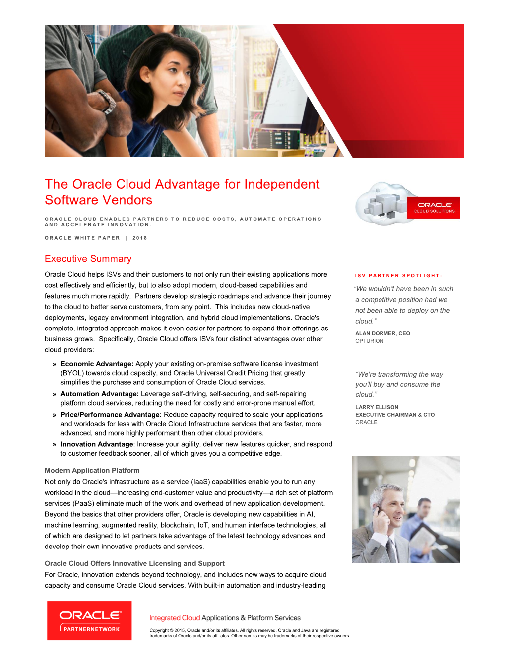 The Oracle Cloud Advantages for Independent Software Vendors