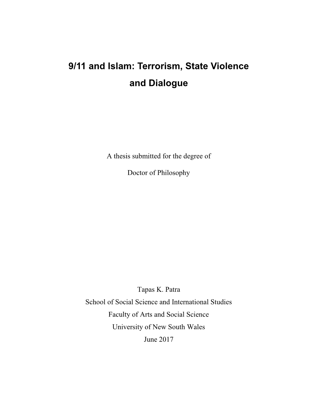 9/11 and Islam: Terrorism, State Violence and Dialogue