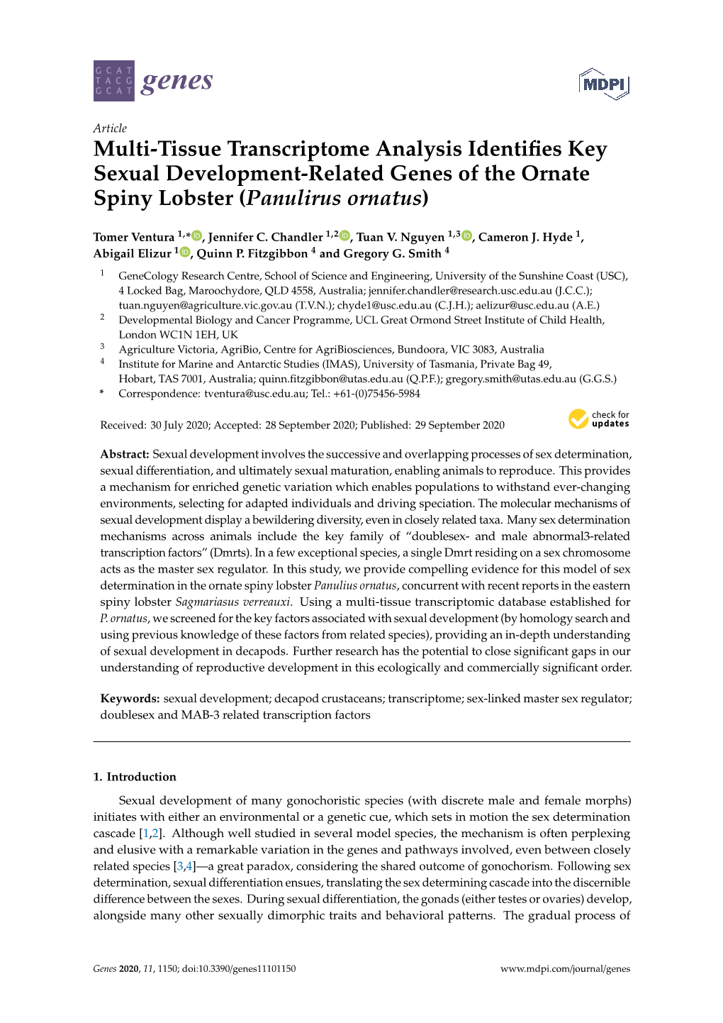 Multi-Tissue Transcriptome Analysis Identifies Key Sexual Development