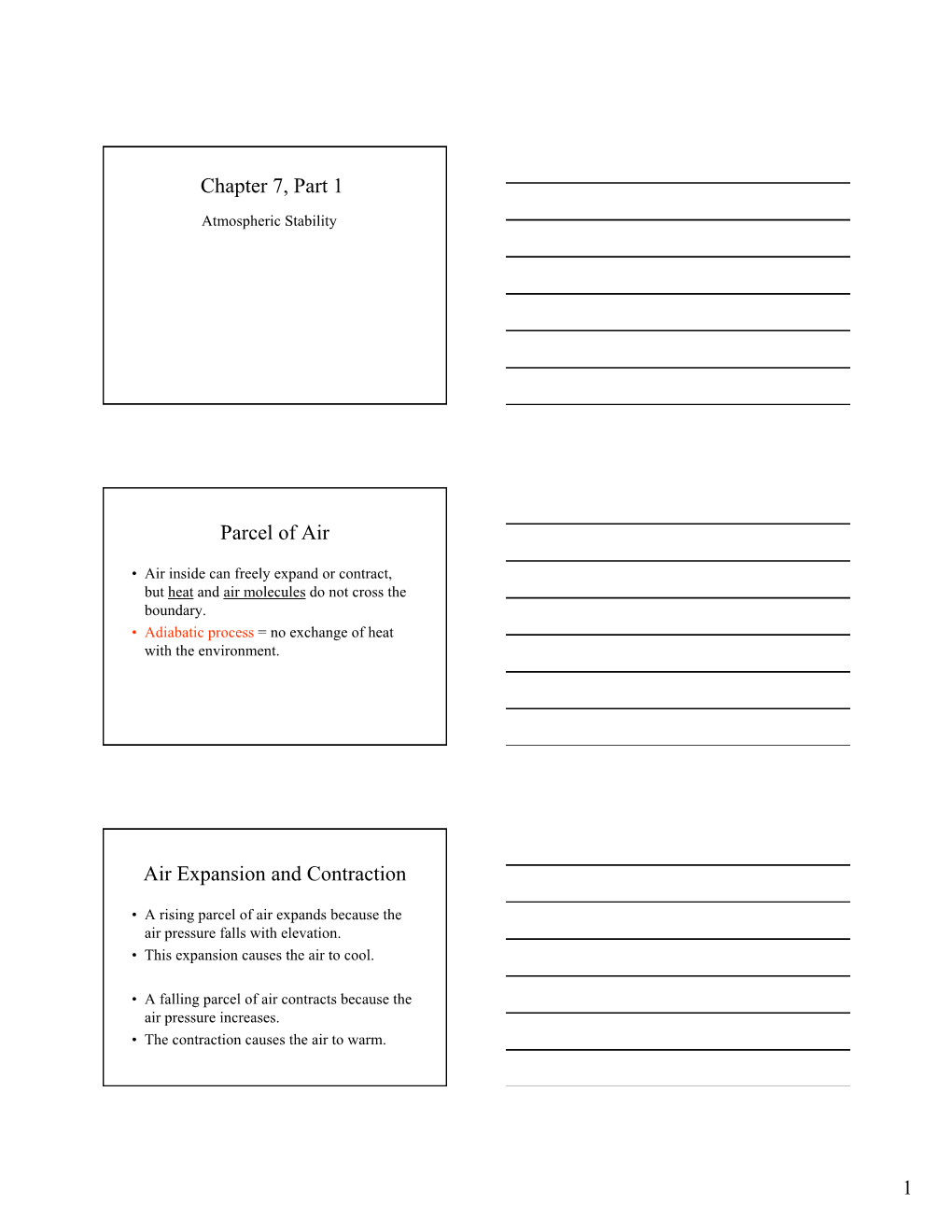 Chapter 7, Part 1 Parcel of Air Air Expansion and Contraction