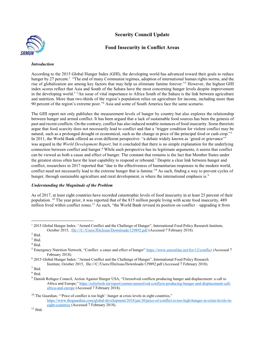 Security Council Update Food Insecurity in Conflict Areas