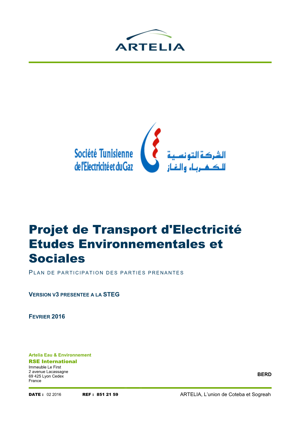 Projet De Transport D'electricité Etudes Environnementales Et Sociales P LAN DE PARTICIPATION DES PARTIES PRENANTE S