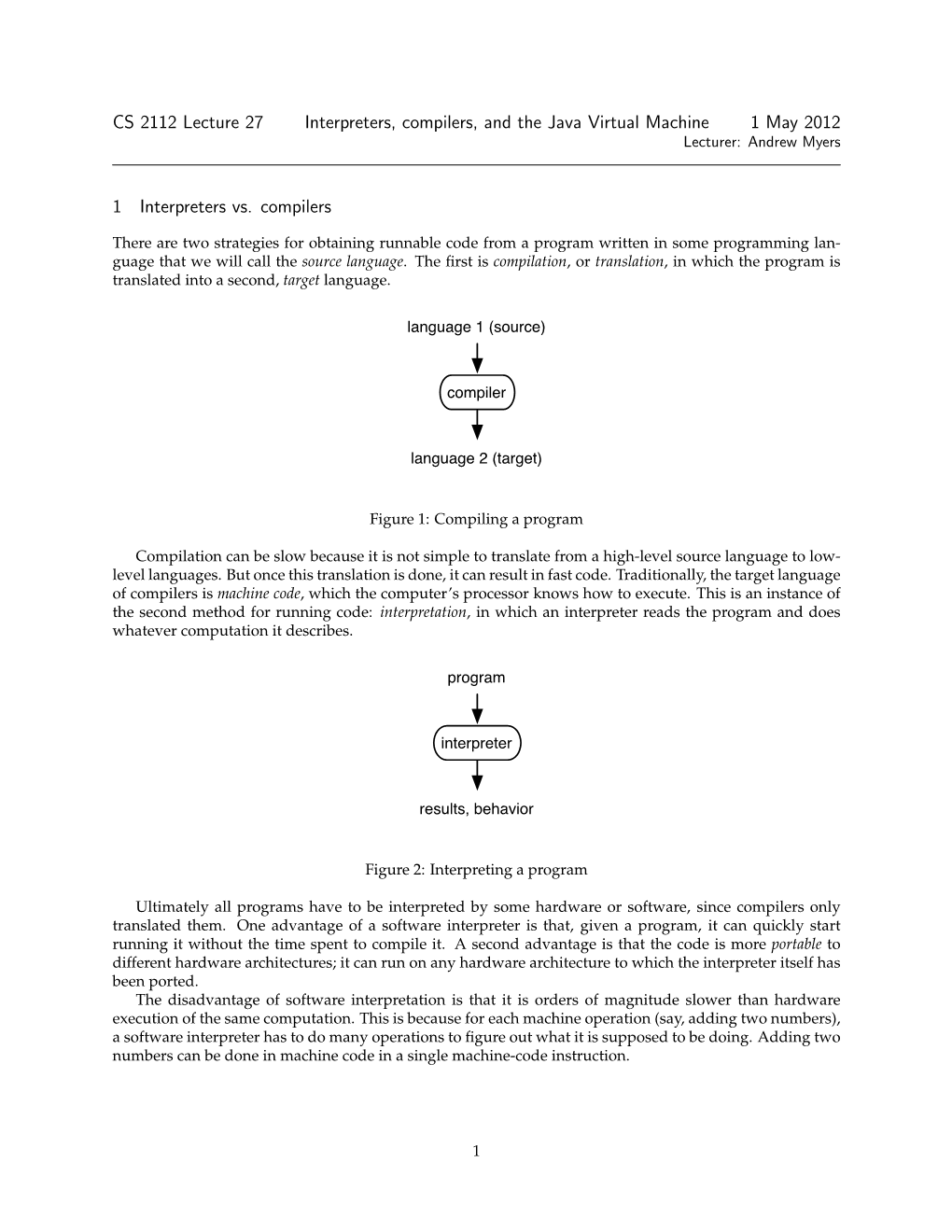 Interpreters, Compilers And