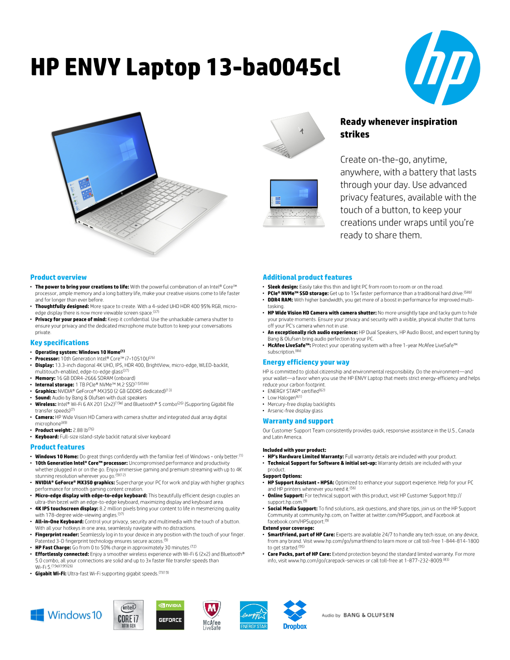 HP ENVY Laptop 13-Ba0045cl
