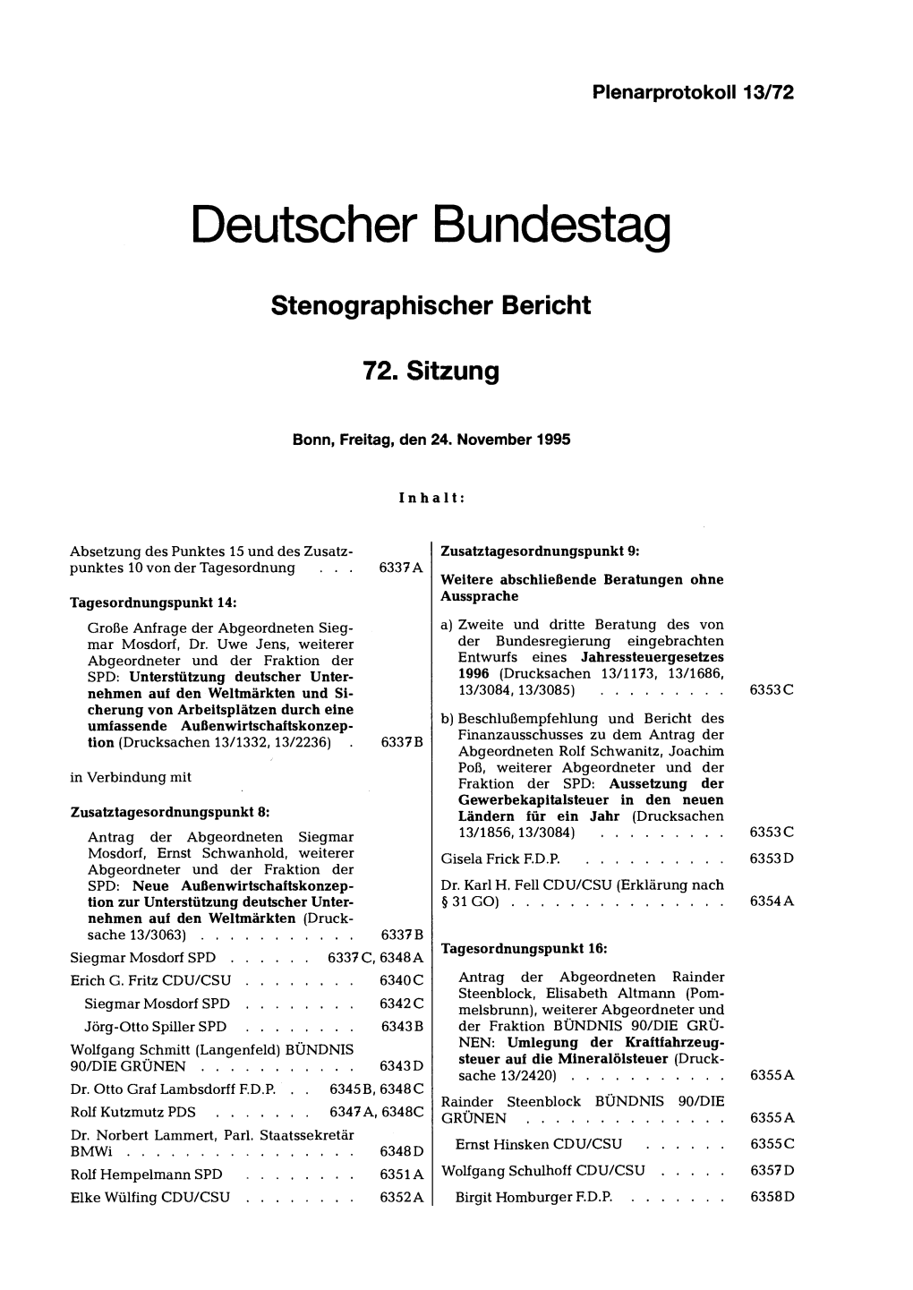 Stenographischer Bericht 72. Sitzung