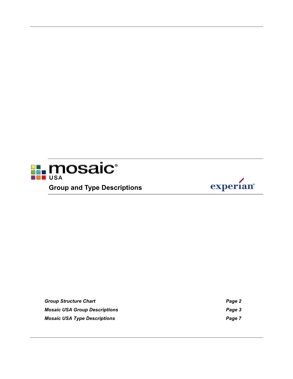 Mosaic USA / Definitions