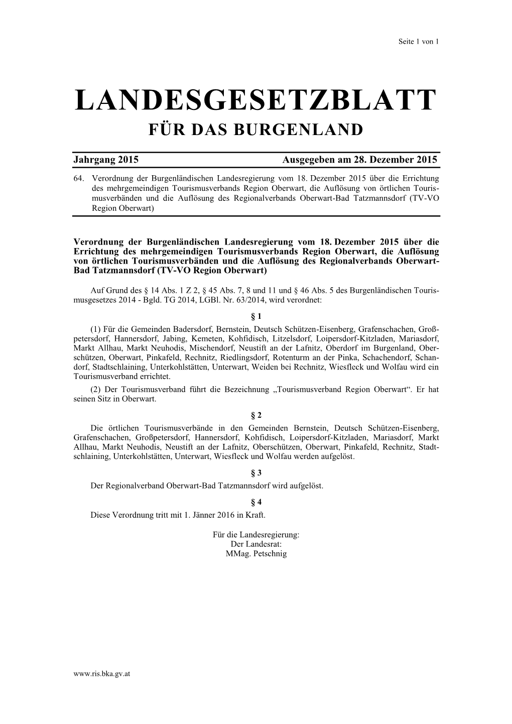 Landesgesetzblatt Für Das Burgenland