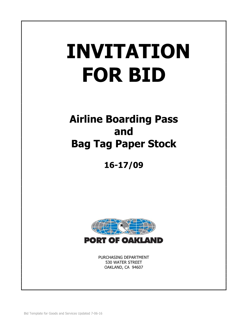 Invitation for Bid Template