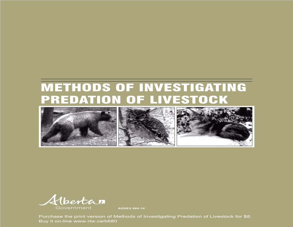 Methods of Investigating Predation of Livestock (Agdex 684-14)