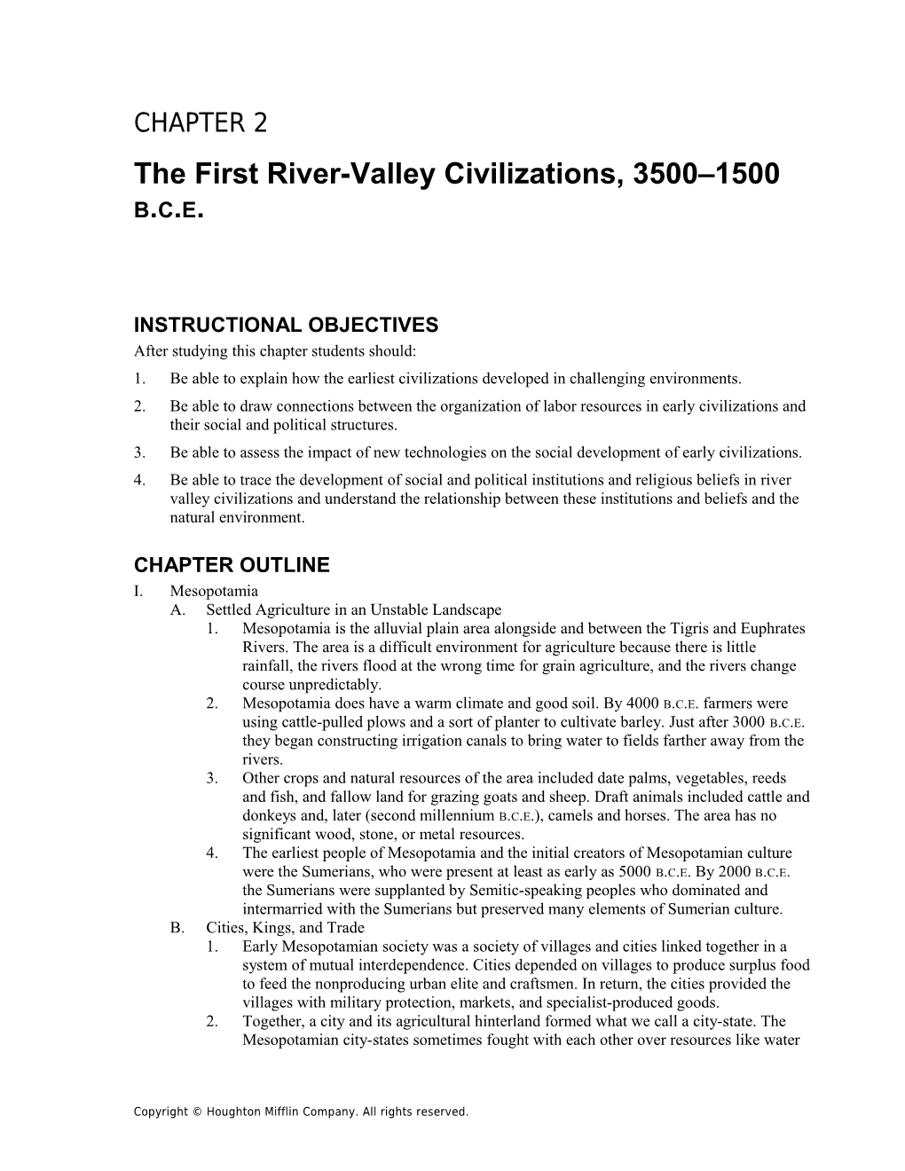 The First River-Valley Civilizations, 3500 1500 B.C.E