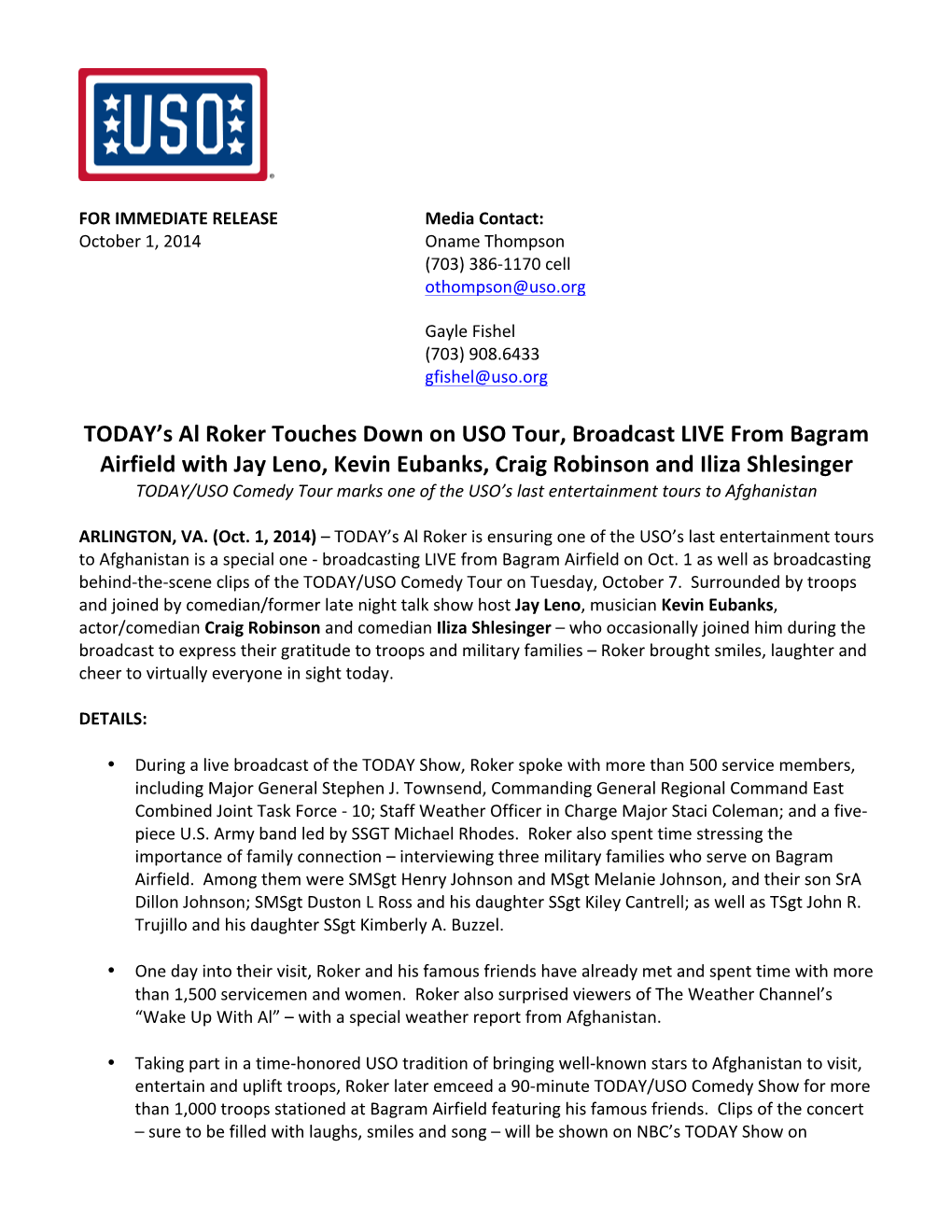 TODAY's Al Roker Touches Down on USO Tour, Broadcast LIVE