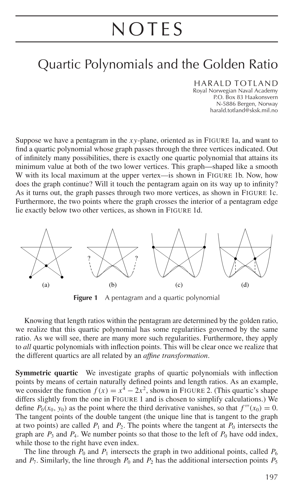 Quartic Polynomials and the Golden Ratio