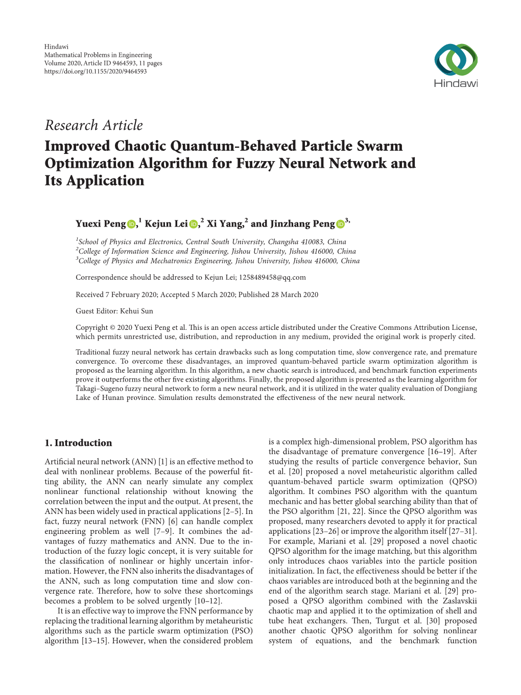 Improved Chaotic Quantum-Behaved Particle Swarm Optimization Algorithm for Fuzzy Neural Network and Its Application