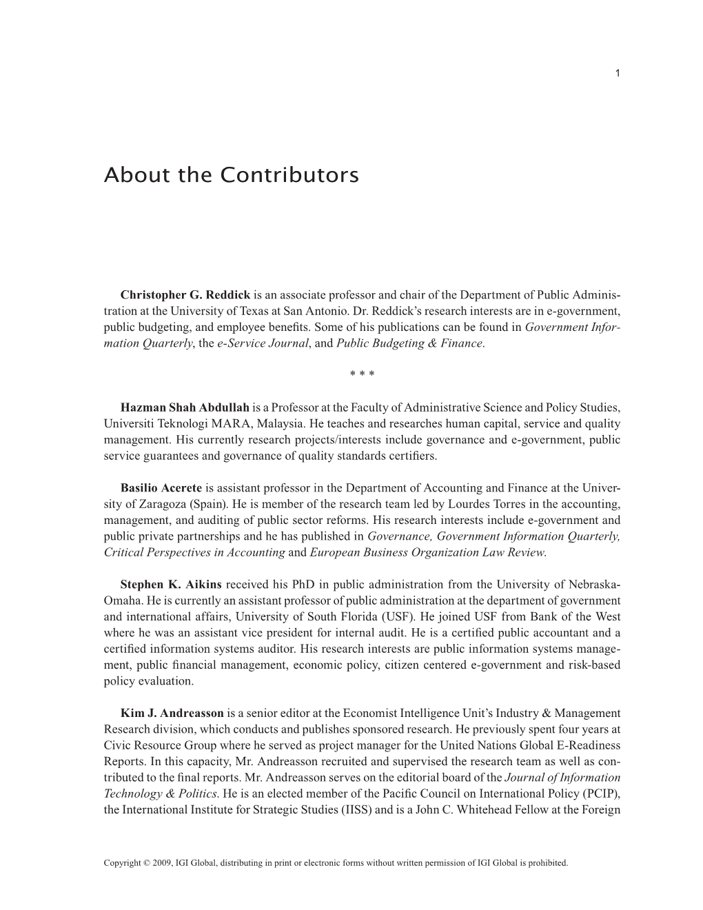 About the Contributors