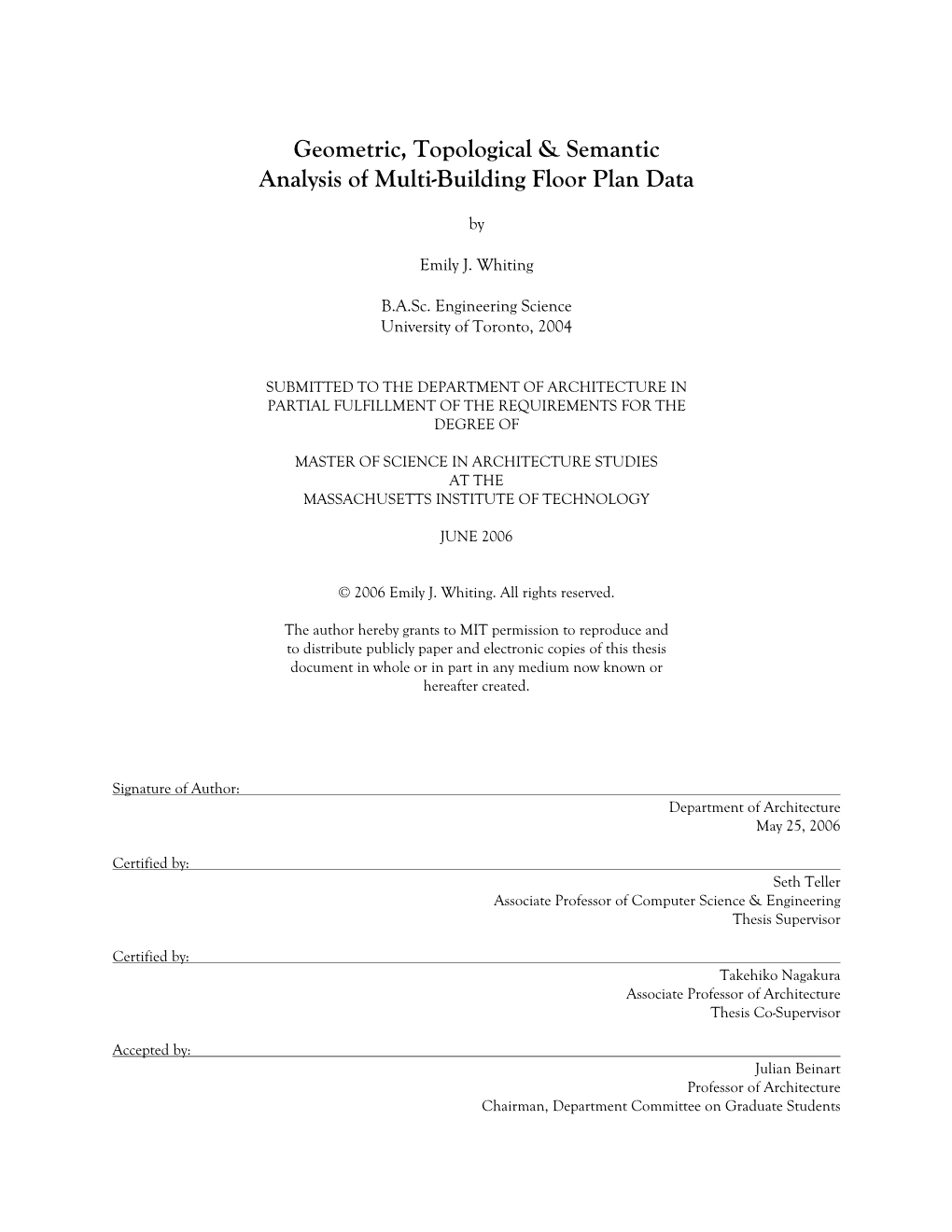 Geometric, Topological & Semantic Analysis of Multi-Building Floor