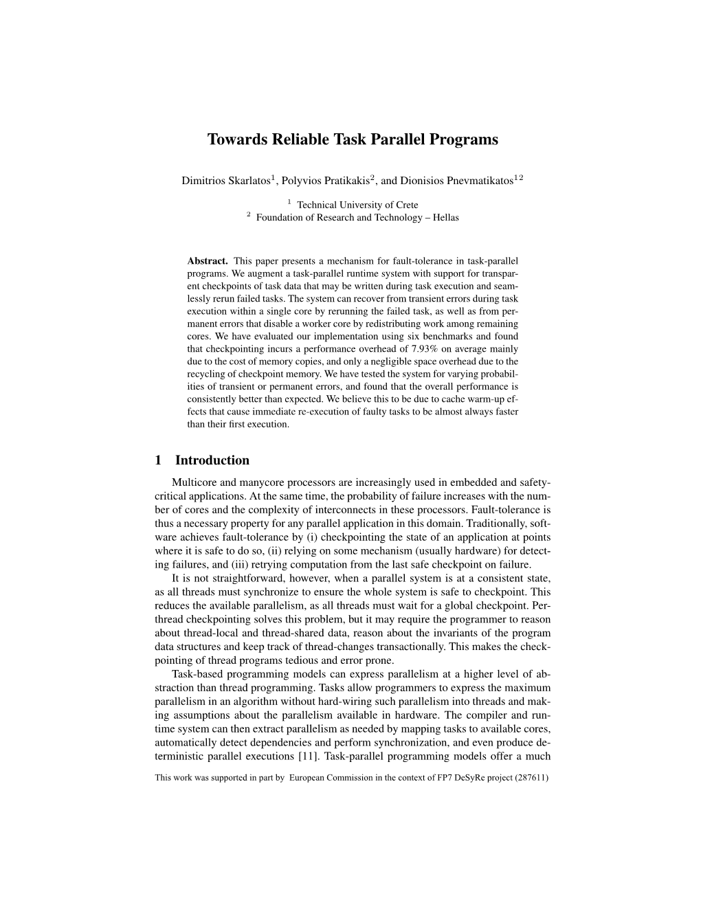 Towards Reliable Task Parallel Programs