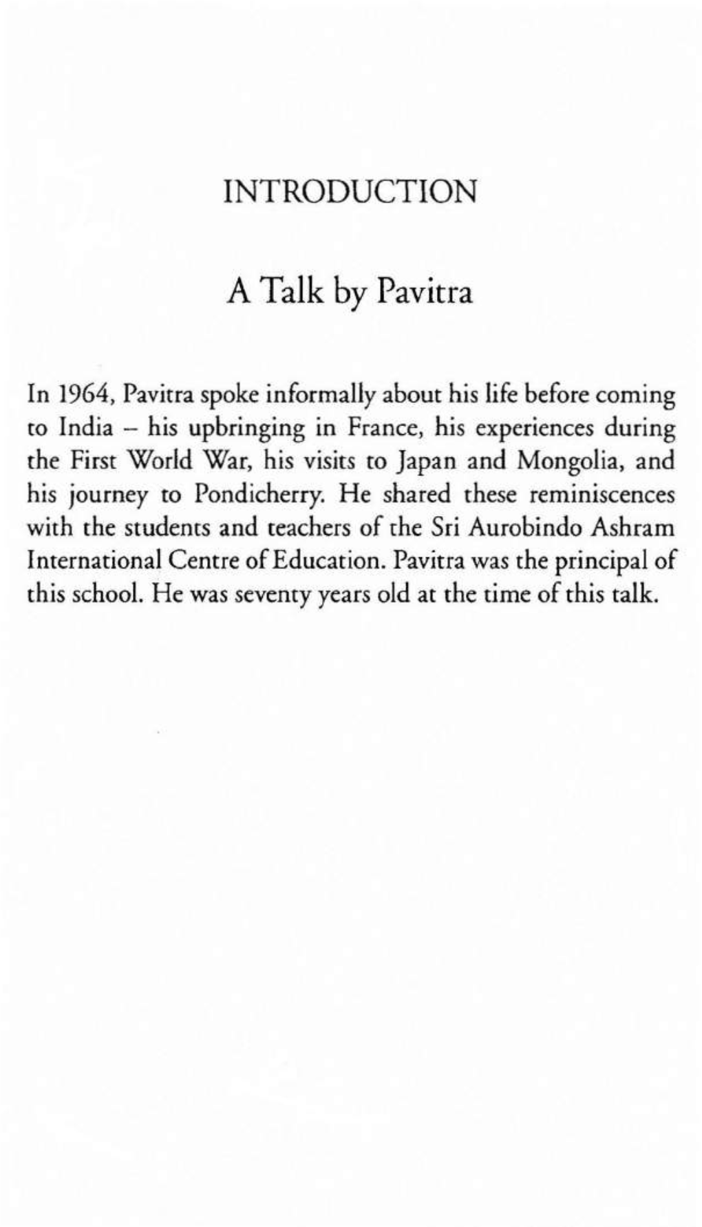 A Talk by Pavitra