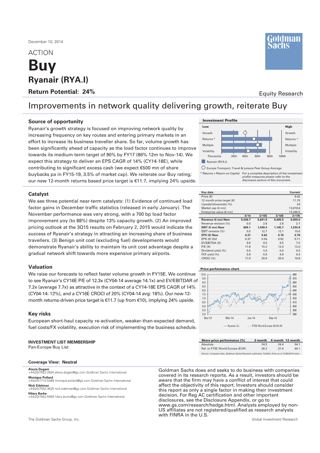 (RYA.I) Improvements in Network Quality Delivering Growth, Reiterate