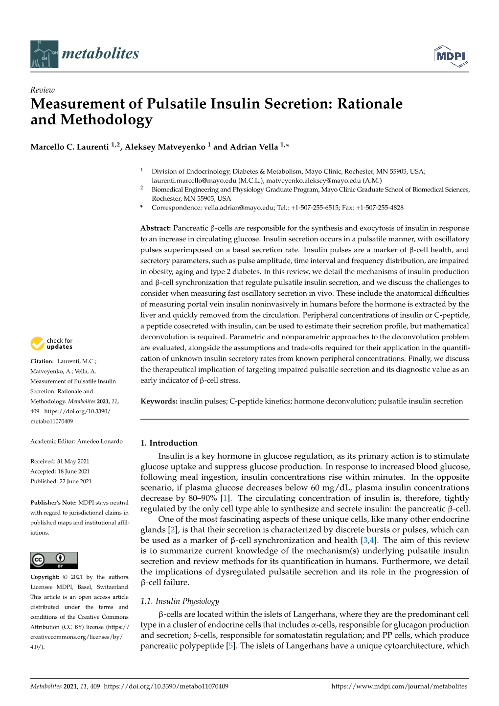 Measurement of Pulsatile Insulin Secretion: Rationale and Methodology