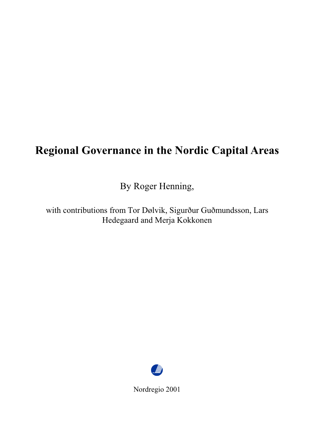 Regional Governance in the Nordic Capital Areas