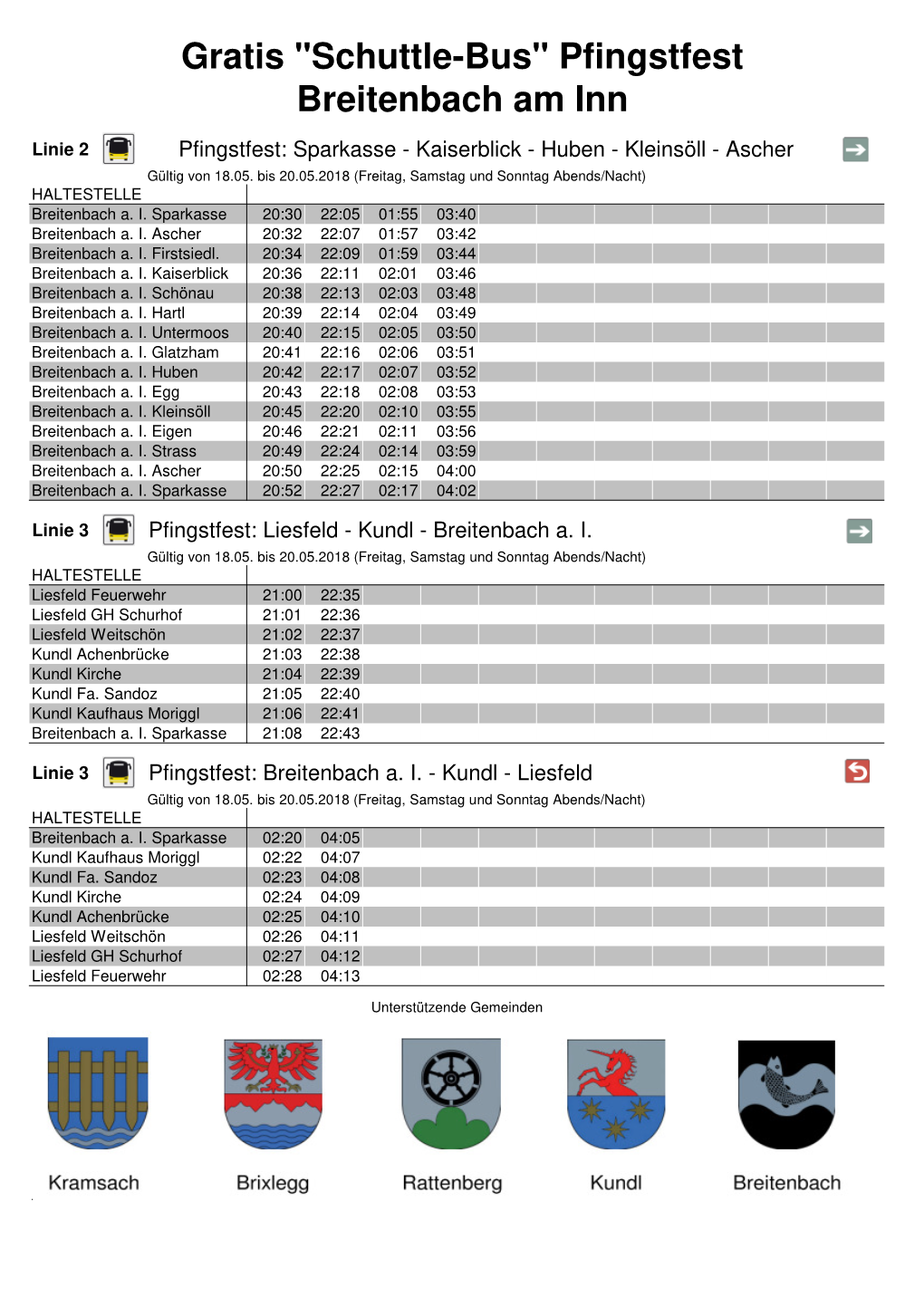 Fahrplan Pfingstfest 2017