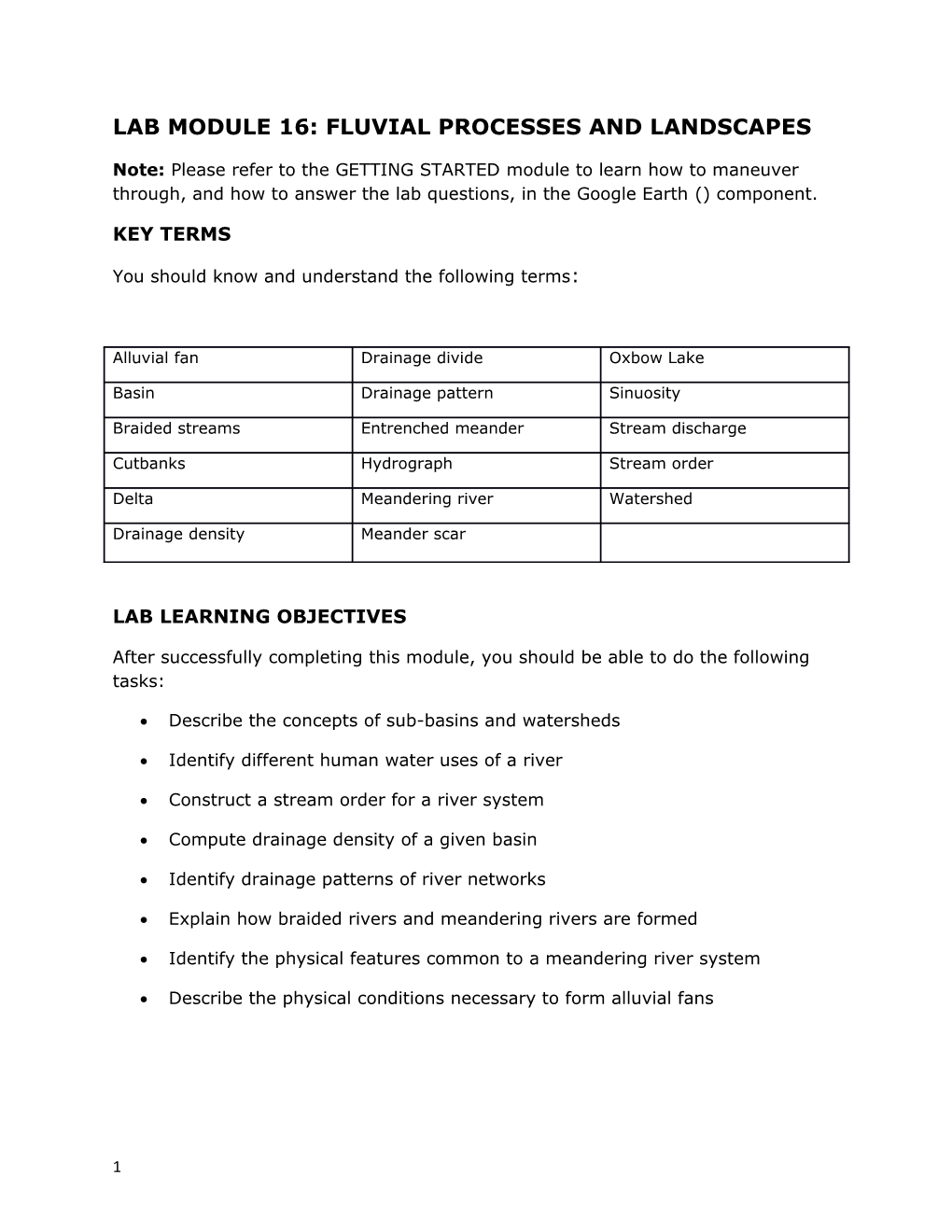 Lab Module 16: Fluvial Processes and Landscapes