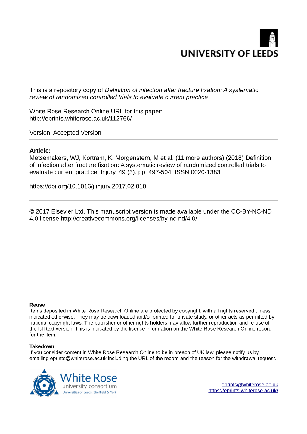 Definition of Infection After Fracture Fixation: a Systematic Review of Randomized Controlled Trials to Evaluate Current Practice