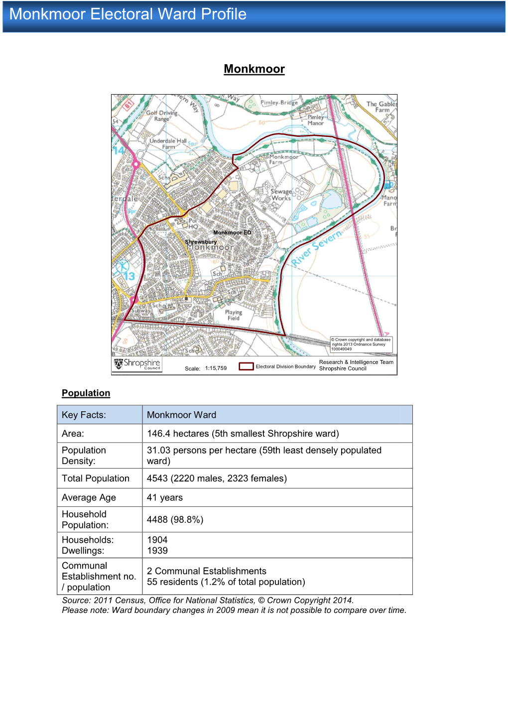 Monkmoor Electoral Ward Profile