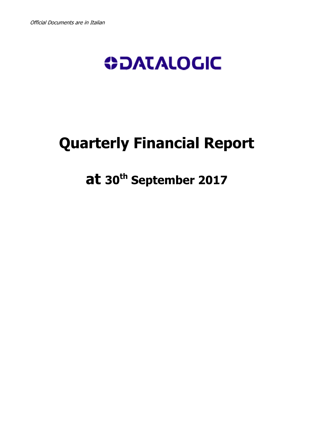 Quarterly Financial Report