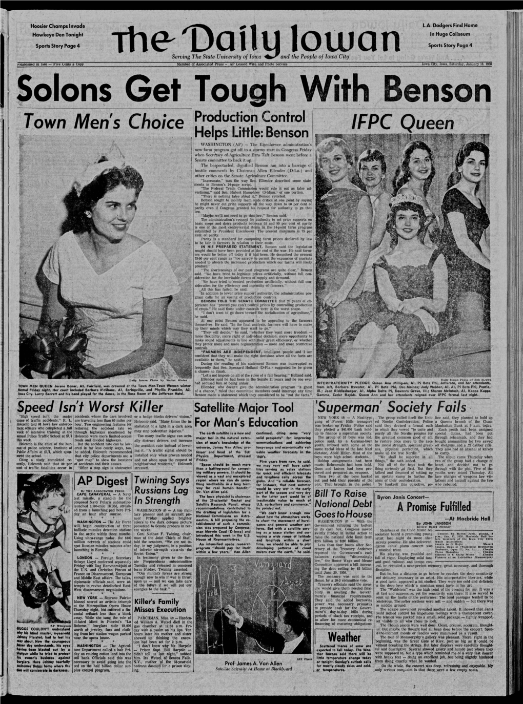 Daily Iowan (Iowa City, Iowa), 1958-01-18