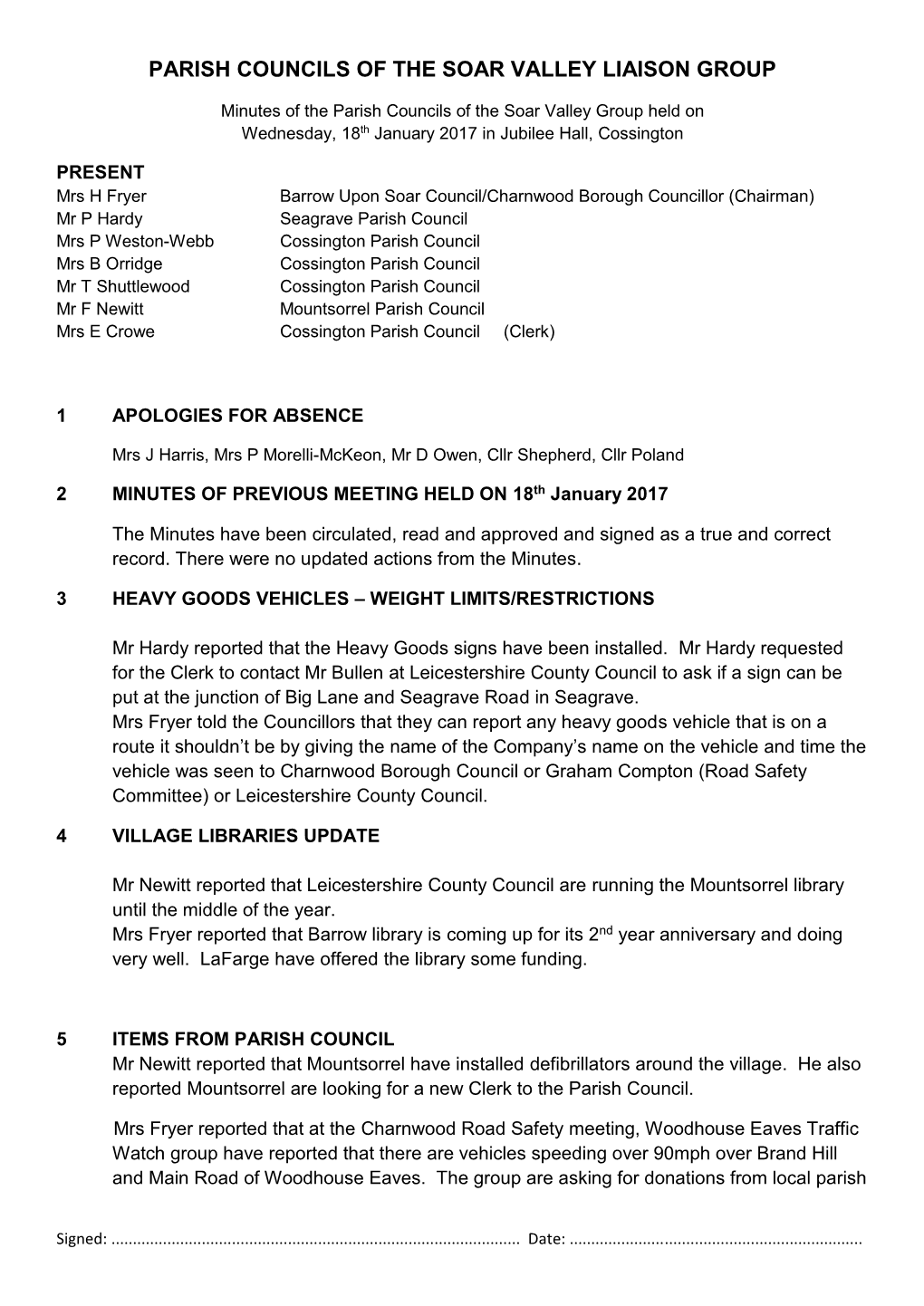 Parish Councils of the Soar Valley Liaison Group