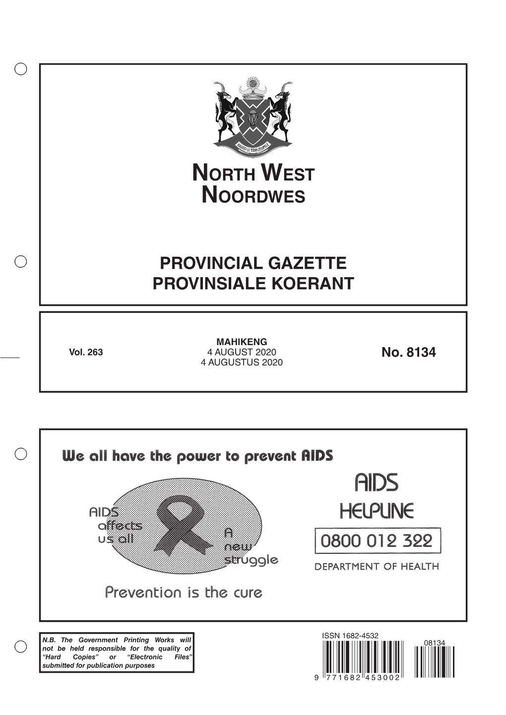 Provincial Gazette Provinsiale Koerant North West Noordwes