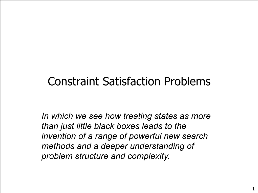 Constraint Satisfaction Problems